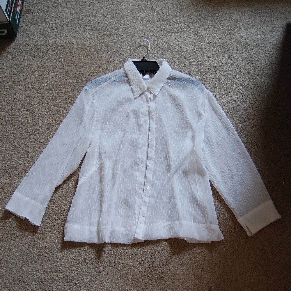 White sheer blouse 3/4 sleeve